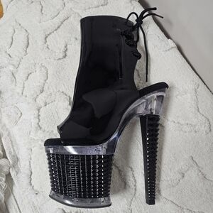 Pleaser Spectator Black Clear Whimsigoth Platform Heels Size 6 Punk Zipper